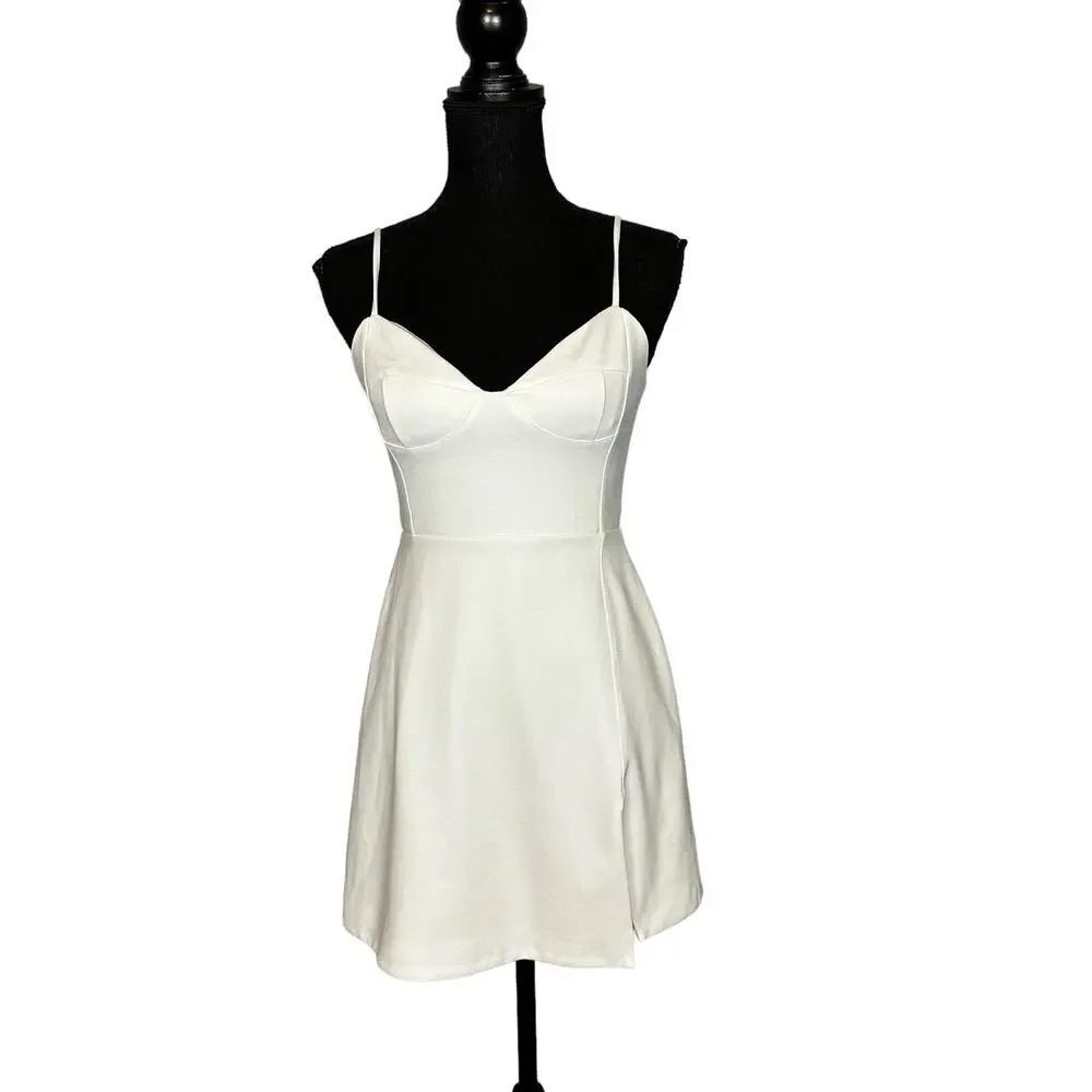 NBD White Mini Slip Dress SMALL Cocktail Bodycon Graduation Revolve $168 NEW - Picture 4 of 8